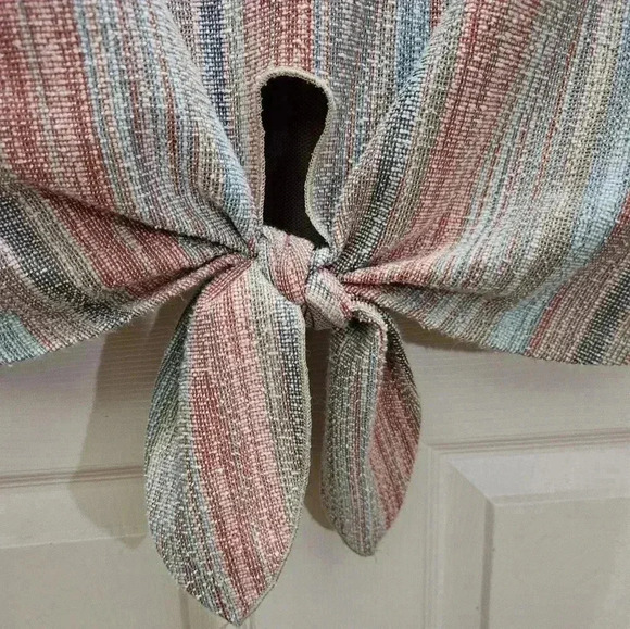 W5 Pink Pastel Tweed Like Bohemian Twisted Summer Ladies Blouse Sz XL - Picture 3 of 6